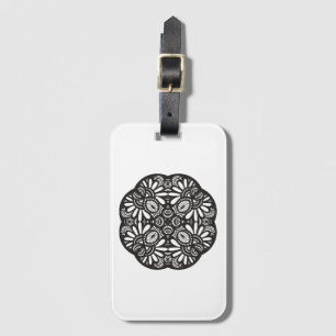 Etiqueta De Bagagem Doodle bonito do quadrado preto de Deco
