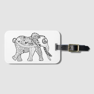 Etiqueta De Bagagem Doodle do elefante
