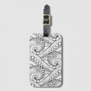 Etiqueta De Bagagem Doodle floral detalhado do teste padrão