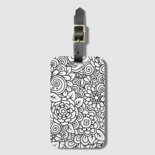 Etiqueta De Bagagem Doodle retro floral (Frente Vertical)