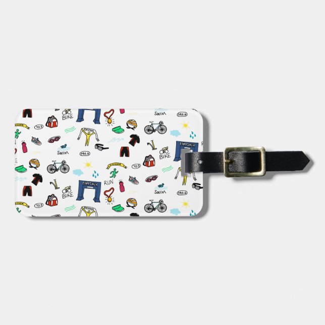 Etiqueta De Bagagem Doodles do Triathlon (Frente Horizontal)