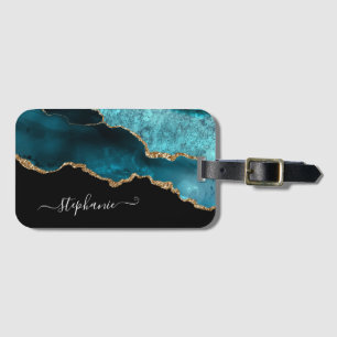 Etiqueta De Bagagem Dourada Aquarela Moderna Personalizada