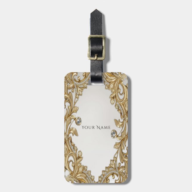 Etiqueta de bagagem Dourada decorativa (Frente Vertical)