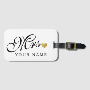 Etiqueta De Bagagem Dourada personalizada Sra. Wife Bride Newly Weds