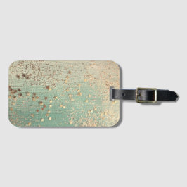 Etiqueta De Bagagem Dourada poeira de amido em verde marinho