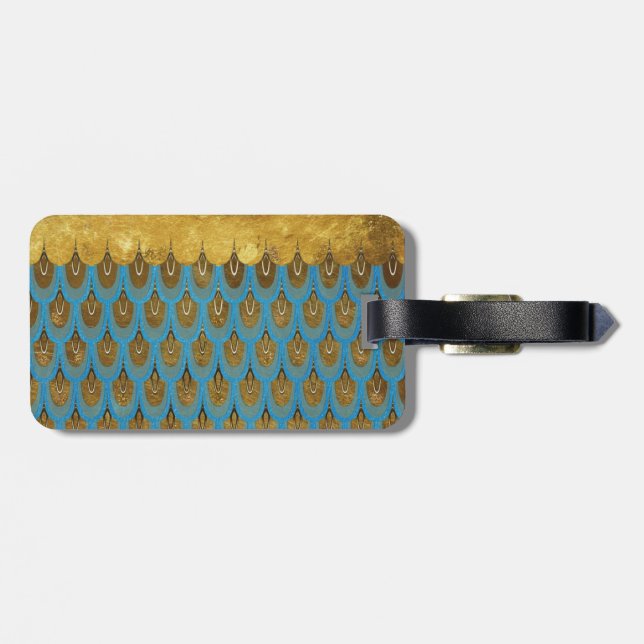 Etiqueta De Bagagem Dourada Princesa Brilhante, Scalse de Sereia (Traseira Horizontal)