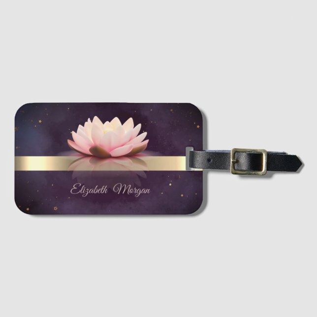 Etiqueta De Bagagem Dourada Strike Lotus Flower Boho (Frente Horizontal)