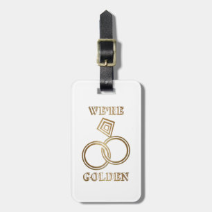 Etiqueta De Bagagem Dourado Aniversário do Casamento Rings Douradas Ro