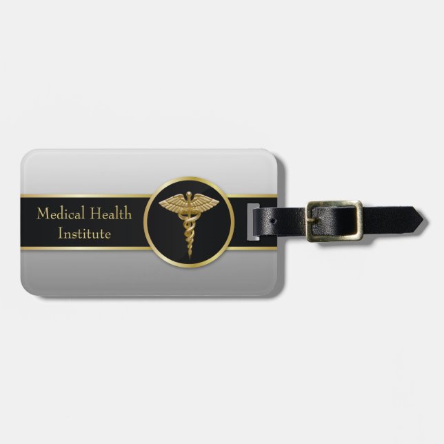 Etiqueta De Bagagem Dourado Caduco Médico Profissional - Etiqueta de B (Frente Horizontal)