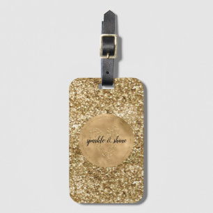 Etiqueta De Bagagem Dourado Confetti Glitter Heart