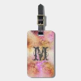 Etiqueta De Bagagem Dourado Cor de Água do Céu Rosa Personalizada