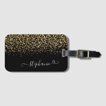 Dourado Leopardo Luminoso Monograma Preto