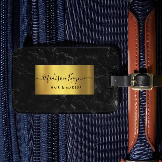 Etiqueta De Bagagem Dourado negro (Frente Insitu 4)