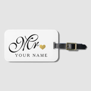 Etiqueta De Bagagem Dourado personalizado Sr. Groom Husband Newlyweds