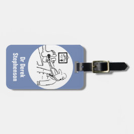 Etiqueta De Bagagem Doutor Engraçado verifica pés com estetoscópio