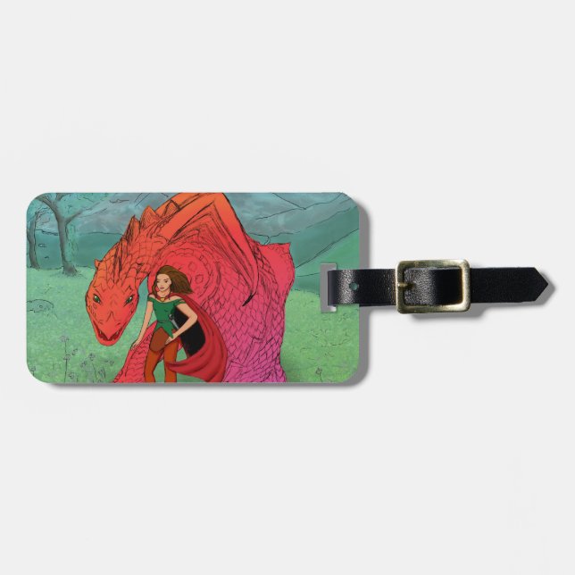 Etiqueta De Bagagem Dragão de Bebê Vermelho (Frente Horizontal)