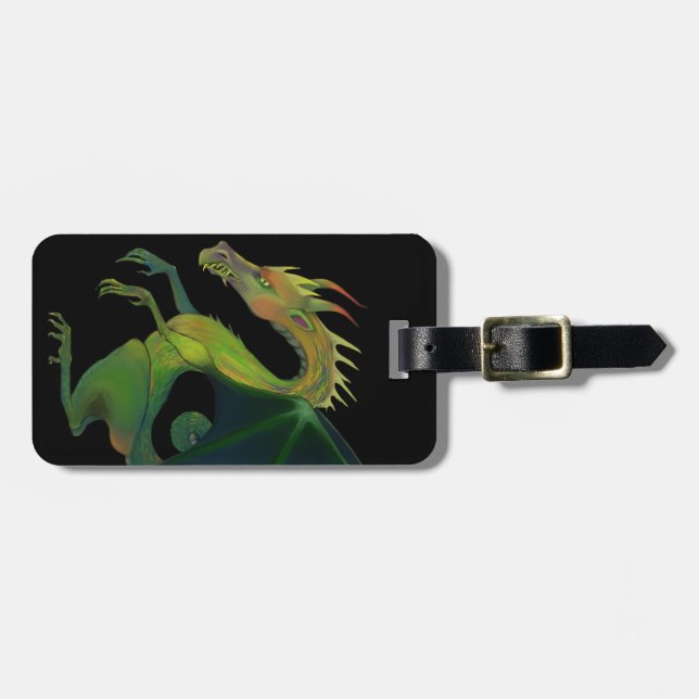 Etiqueta De Bagagem Dragão Negro (Frente Horizontal)