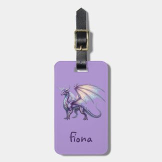 Etiqueta De Bagagem Dragão Personalizado Nome Roxo Dourado