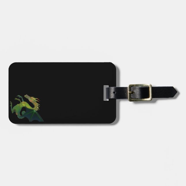 Etiqueta De Bagagem Dragão preto subtil (Frente Horizontal)