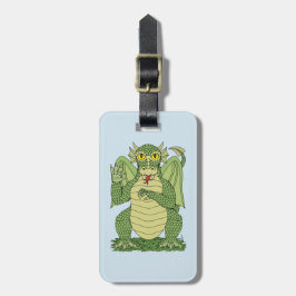 Etiqueta De Bagagem Dragão Verde Bonito