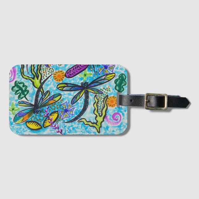 Etiqueta De Bagagem Dragonfly Fantasy  (Frente Horizontal)