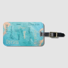 Etiqueta De Bagagem Dream Script Turquoise Dourada Watercolor
