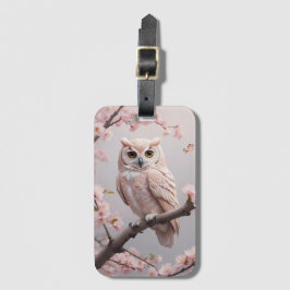 Etiqueta De Bagagem Dreamy Pink Cherry Blossoms Owl
