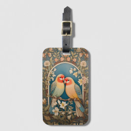 Etiqueta De Bagagem Duas aves do mar Elegante Vintage Floral