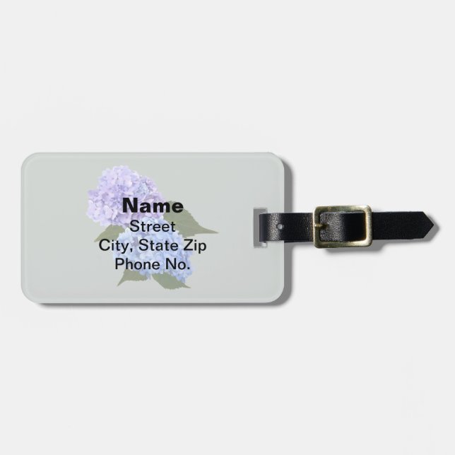 Etiqueta De Bagagem Duas Lavandas Hydrangea e Azul (Frente Horizontal)