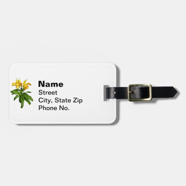 Etiqueta De Bagagem Duas Orquídeas Amarelas (Frente Horizontal)