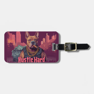 Etiqueta De Bagagem Duro de Hustle - Cachorro Pitbull com Dinheiro e C