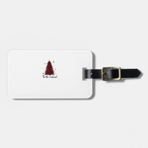 Etiqueta De Bagagem É Época do Natal Árvore de Natal Xadrez Vermelho