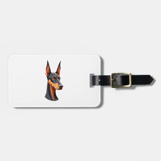 Etiqueta De Bagagem Ear Doberman Natural (Frente Horizontal)