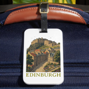 Etiqueta De Bagagem Edimburgo Escócia Ícone de Viagem Vintage Castelo 