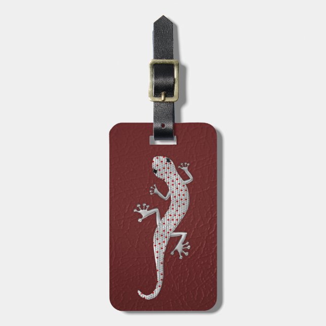 Etiqueta De Bagagem Efeitos legal do lagarto vermelho-branco (Frente Vertical)