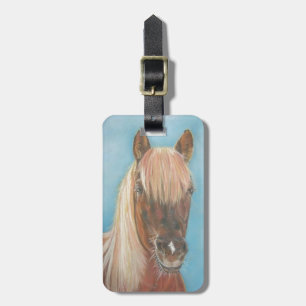 Etiqueta De Bagagem égua da castanha com o cavalo eqüino da arte da