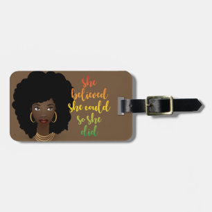 Etiqueta De Bagagem Ela Acreditava Que Podia, Ela, Mulher Negra, Brown