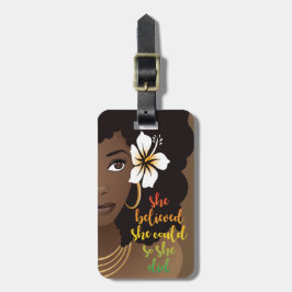 Etiqueta De Bagagem Ela Acreditava Que Podia, Mulher Negra, Castanho F
