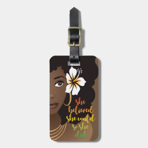 Etiqueta De Bagagem Ela Acreditava Que Podia, Mulher Negra, Castanho F