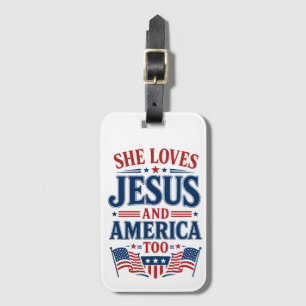 Etiqueta De Bagagem Ela Ama Jesus e a América Também