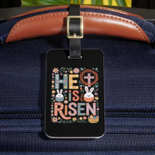 Etiqueta De Bagagem Ele é Risen Jesus Floral Coelho da Páscoa Coelho d