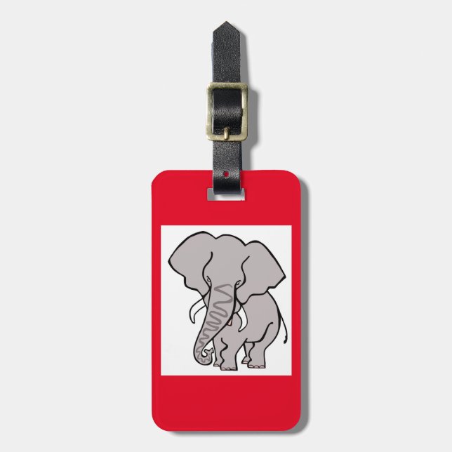 Etiqueta De Bagagem ELEFANTE Africano - Animais Ameaçados - Vermelho (Frente Vertical)
