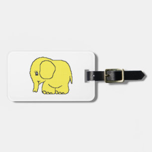Etiqueta De Bagagem Elefante engraçado do amarelo do ponto de cruz