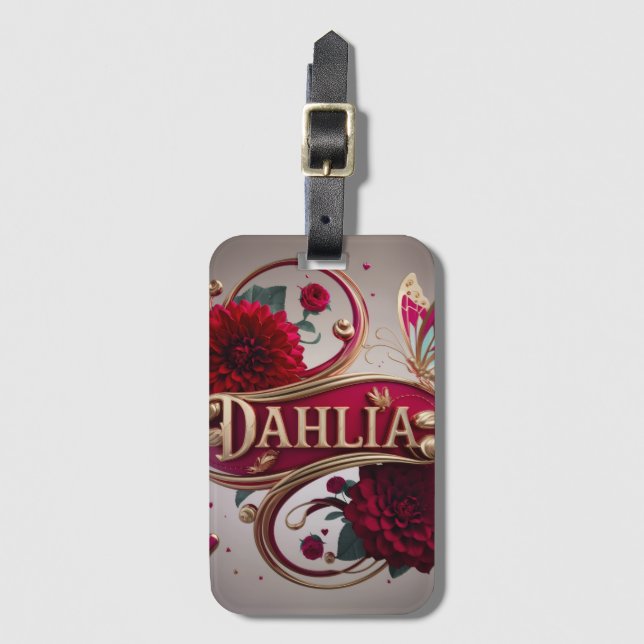 Etiqueta De Bagagem Elegant Flower Art with Gold Accents (Frente Vertical)