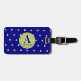 Etiqueta De Bagagem Elegant Gold & Blue Star Pattern Monogram