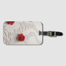 Etiqueta De Bagagem Elegant Red Blossom Path Floral Art