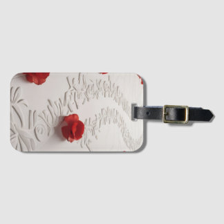 Etiqueta De Bagagem Elegant Red Blossom Path Floral Art