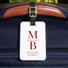 Etiqueta De Bagagem Elegant Red Monogram