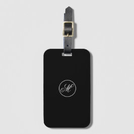 Etiqueta De Bagagem Elegant  Simple Black Minimalist Monogram