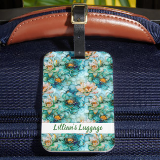 Etiqueta De Bagagem Elegant Water Lily Pattern